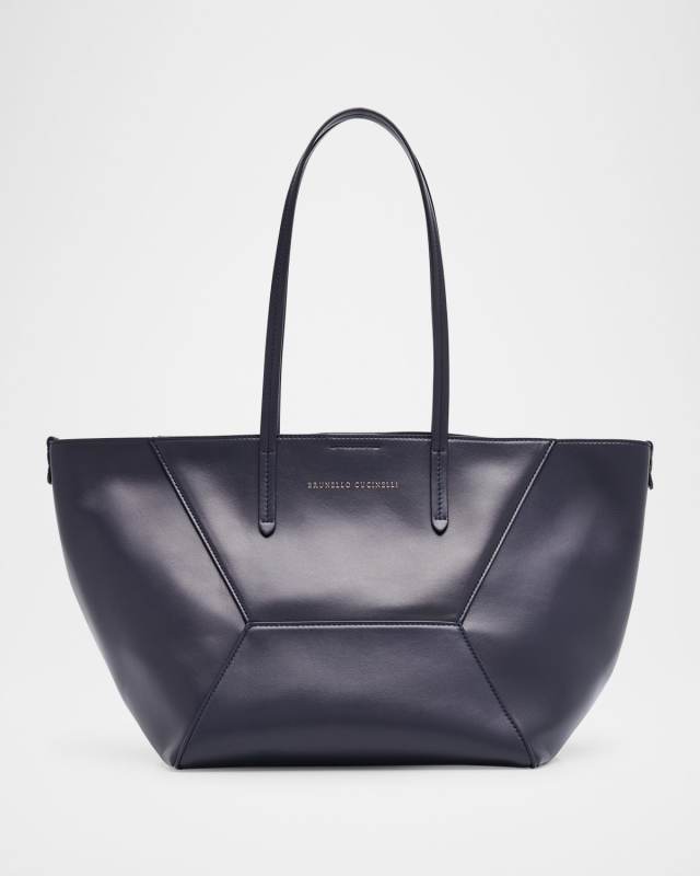 Duo Small Leather Shopper Tote Bag